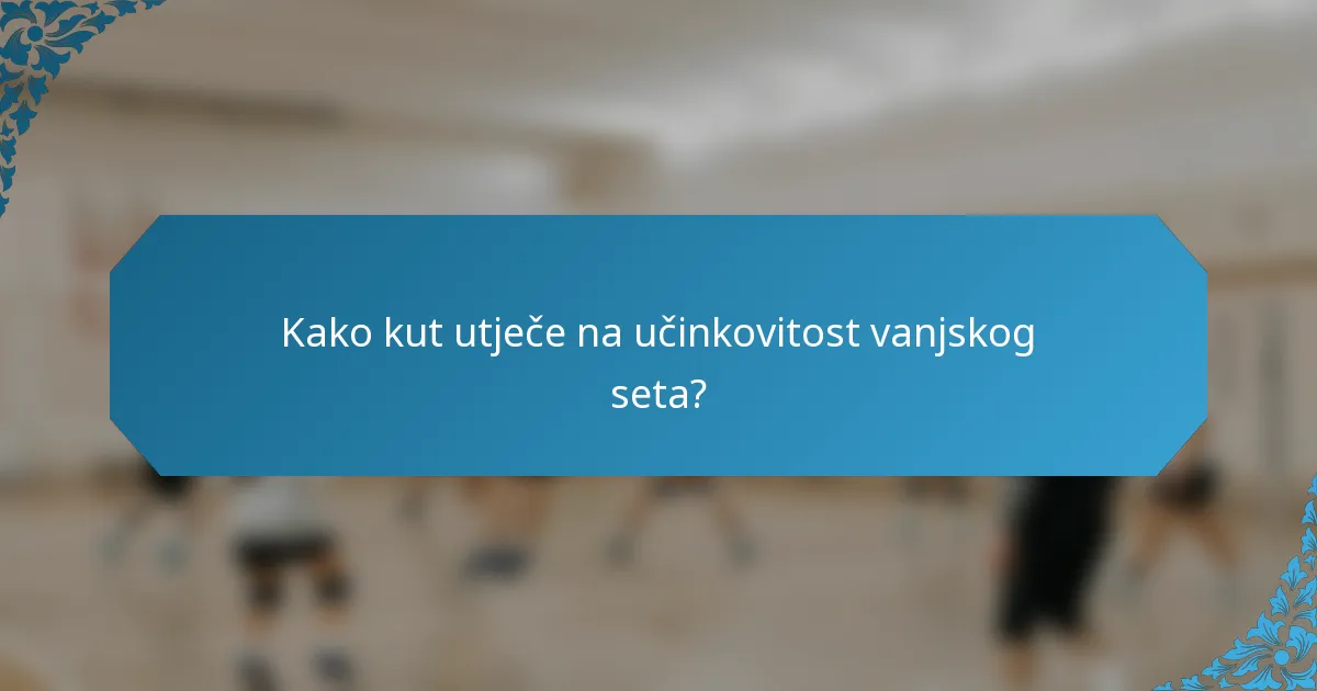 Kako kut utječe na učinkovitost vanjskog seta?