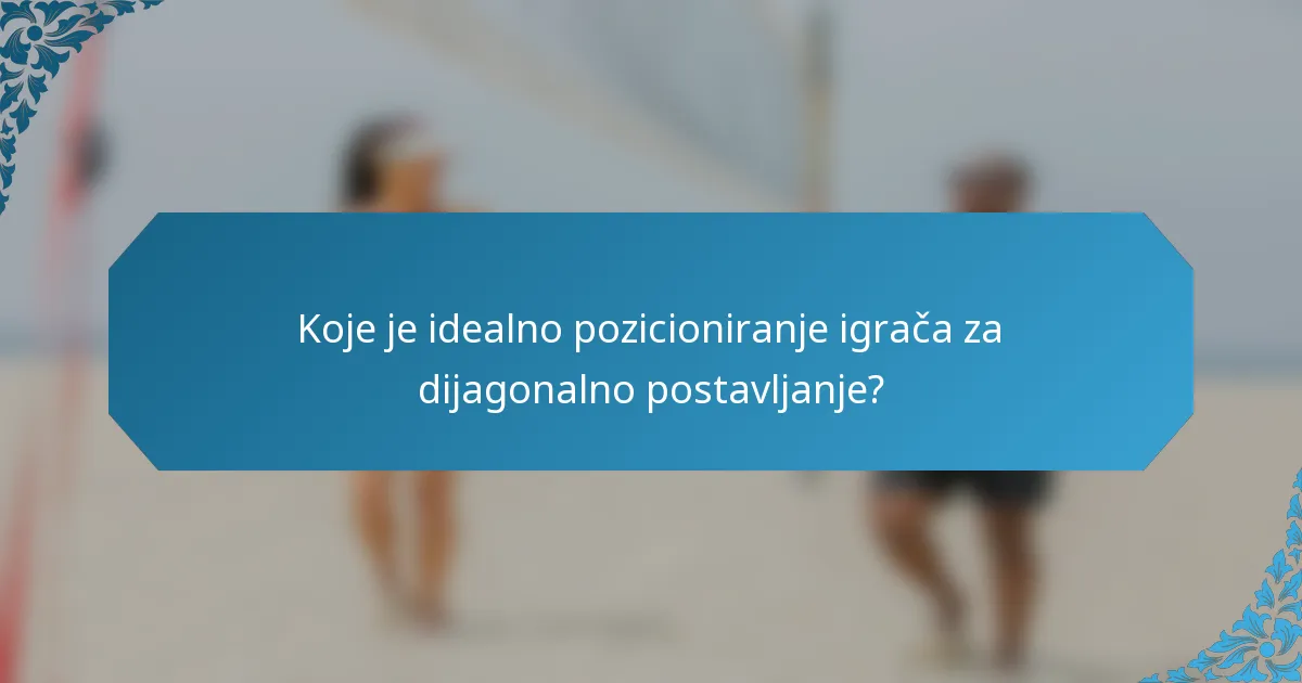 Koje je idealno pozicioniranje igrača za dijagonalno postavljanje?